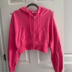 garage cropped zip hoodie